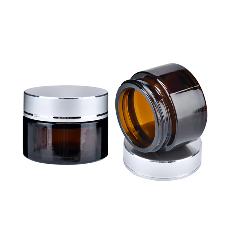 20g Straight Side Aluminum Cap Glass Skin Care Cream Amber Glass Jars for Cosmetic