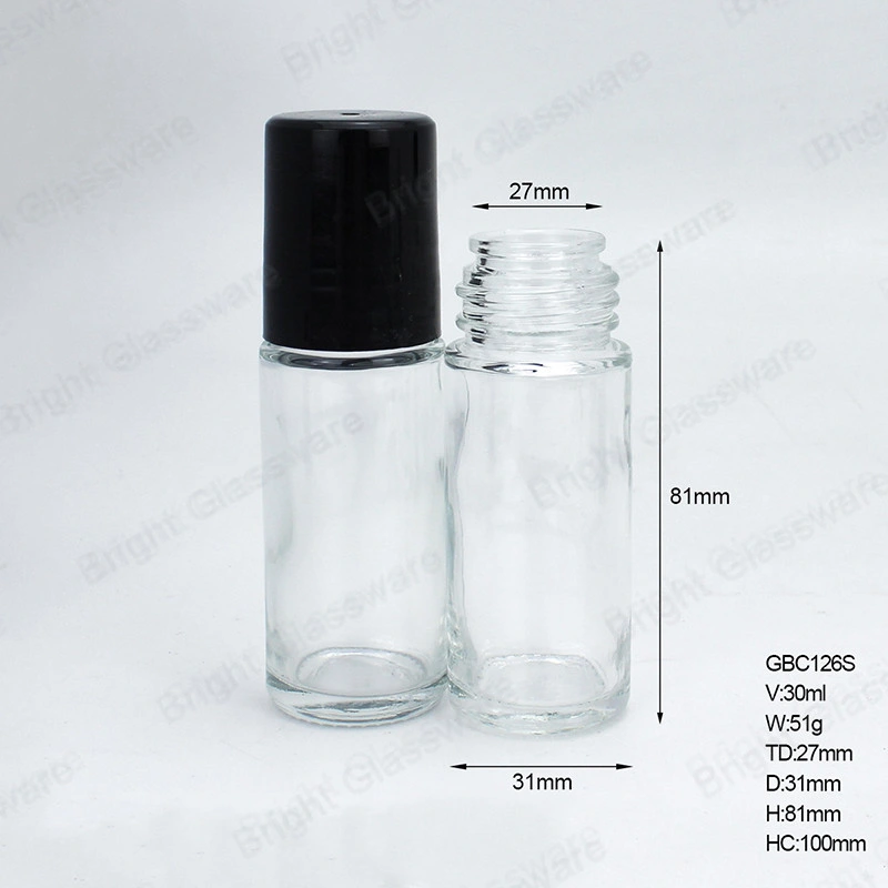 30ml 50ml Glass Roller Bottle Body Fluid Personal Care Glass Roller Bottle with Cap