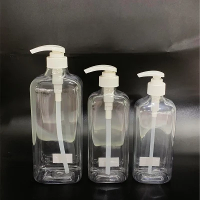 Bottiglia di plastica per lozione shampoo per imballaggio cosmetico quadrato da 250 ml e 1 litro